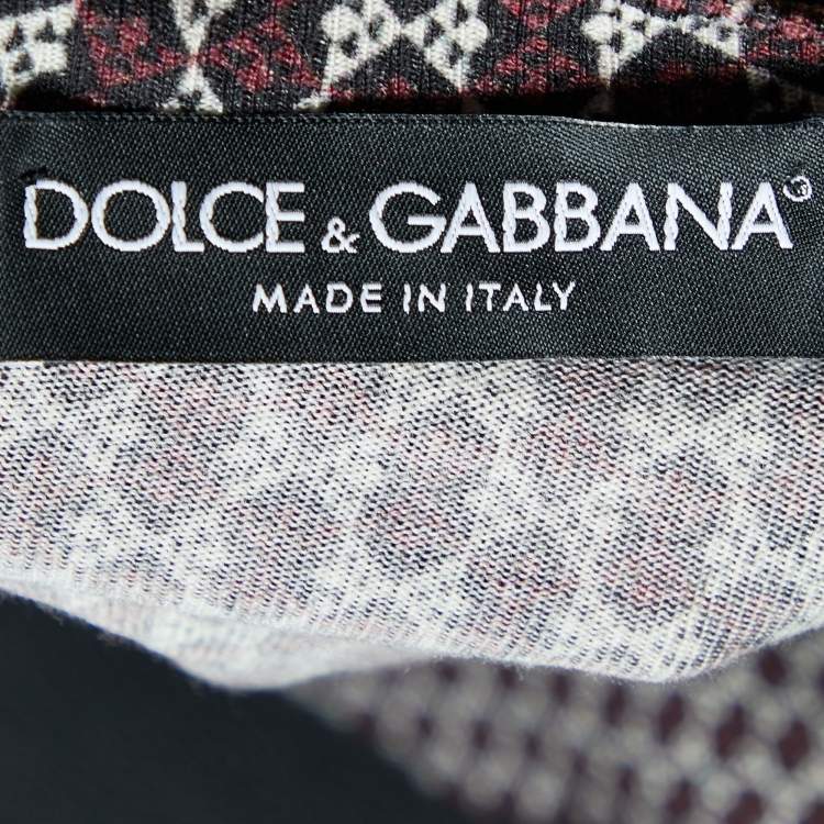 Pre Owned Dolce & Gabbana Multicolor Printed Virgin Wool V-Neck Pullover L