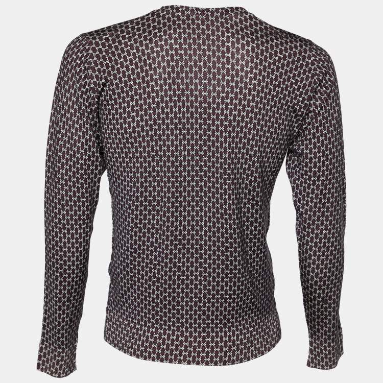 Pre Owned Dolce & Gabbana Multicolor Printed Virgin Wool V-Neck Pullover L