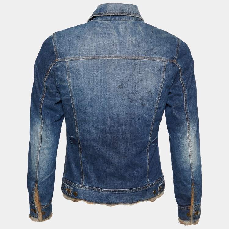 Dolce & Gabbana Blue Denim & Fur Lined Jacket S Dolce