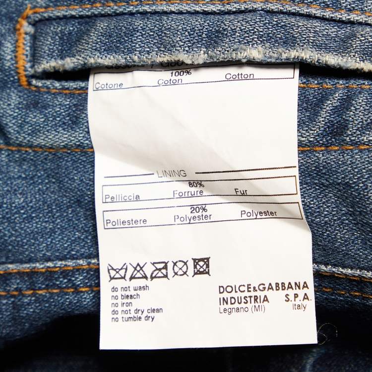 Pre Owned Dolce & Gabbana Blue Denim & Fur Lined Jacket S