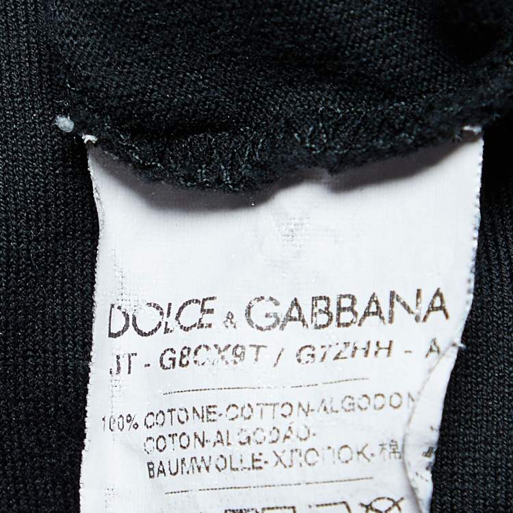 Pre Owned Dolce & Gabbana Black Cotton Knit V-Neck T-Shirt S