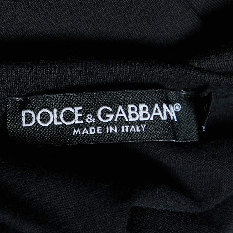 Pre Owned Dolce & Gabbana Black Cotton Knit V-Neck T-Shirt S