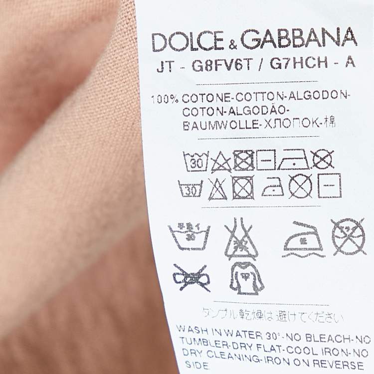 Pre Owned Dolce & Gabbana Salmon Pink Cotton Knit V-Neck T-Shirt M