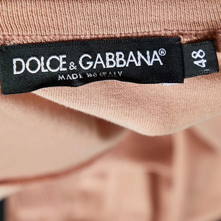 Pre Owned Dolce & Gabbana Salmon Pink Cotton Knit V-Neck T-Shirt M