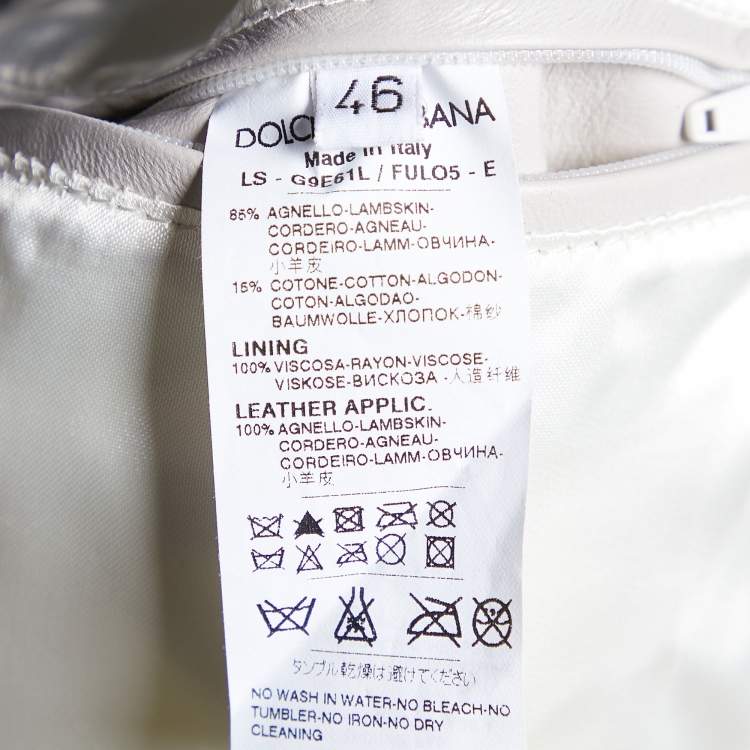 Pre Owned Dolce & Gabbana Beige Perforated Lambskin Leather Bomber Jacket S