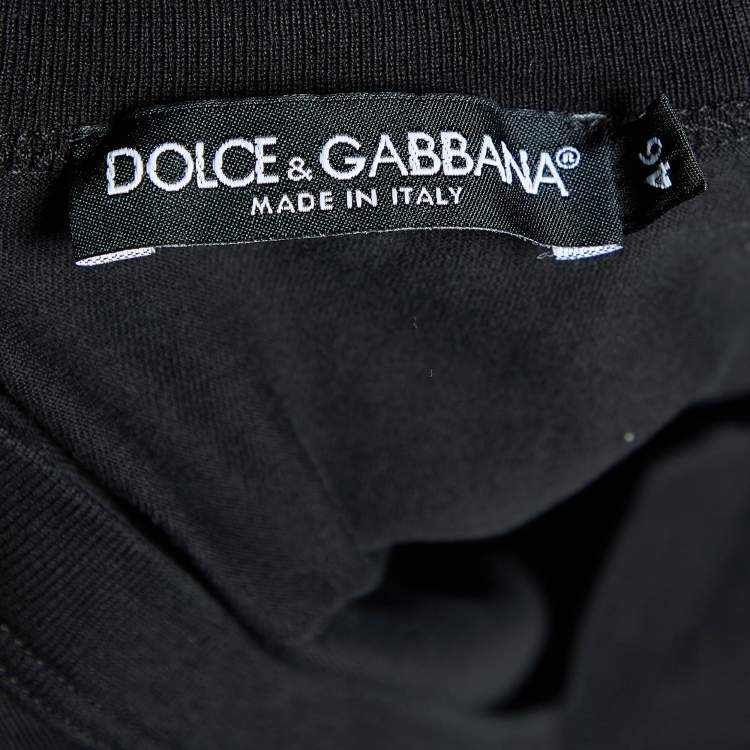 مملوكة مسبقًا Dolce & Gabbana Black Cotton Knit V-Neck T-Shirt S