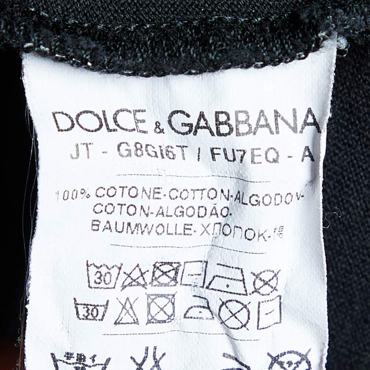 مملوكة مسبقًا Dolce & Gabbana Black Cotton Knit V-Neck T-Shirt S