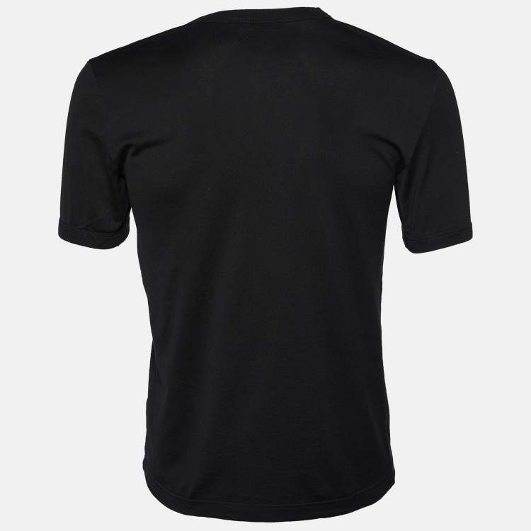 مملوكة مسبقًا Dolce & Gabbana Black Cotton Knit V-Neck T-Shirt S