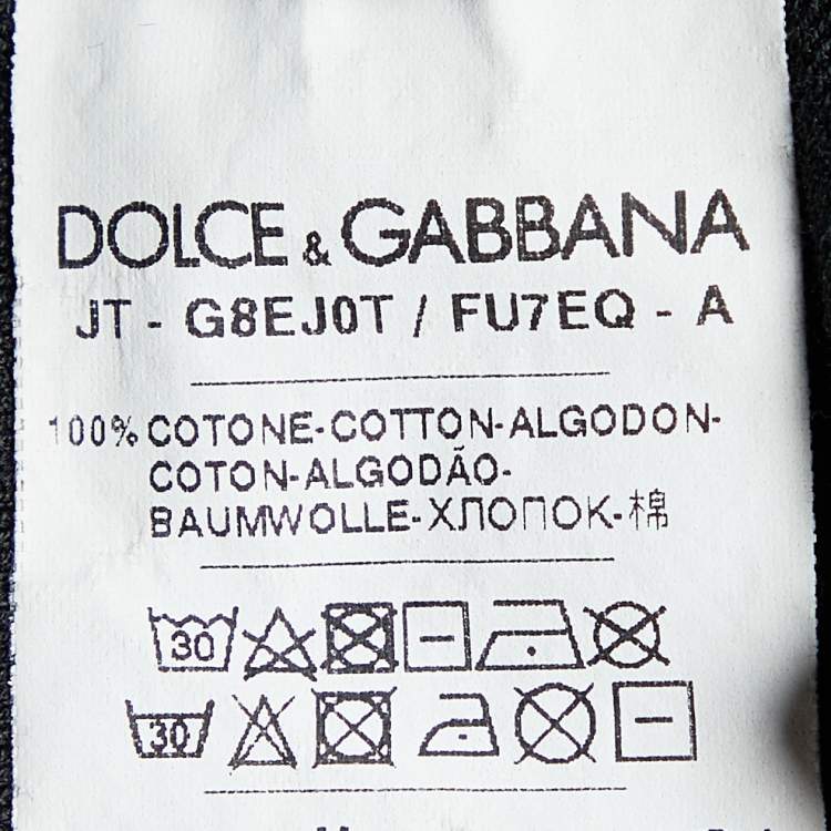 Pre Owned Dolce & Gabbana Black Cototn Knit V-Neck T-Shirt XS