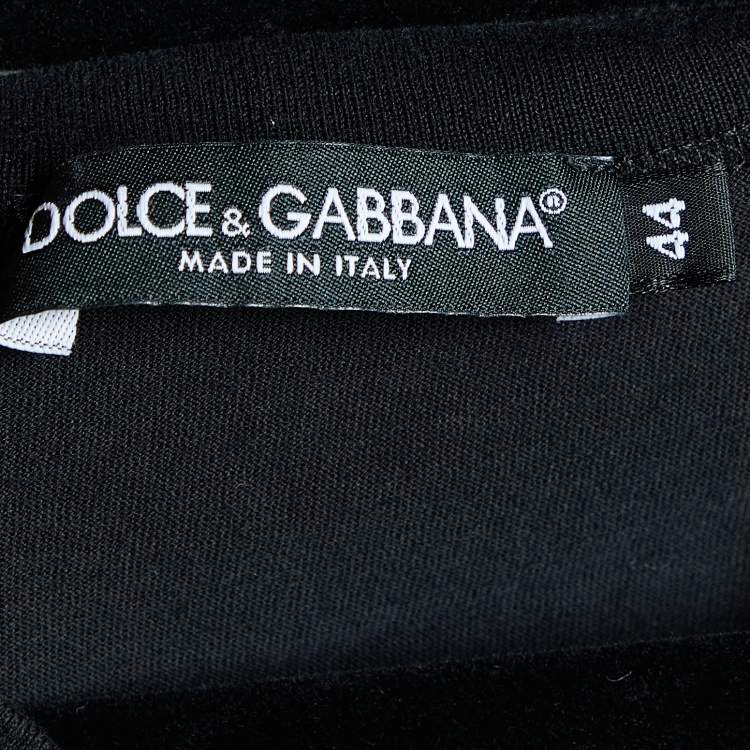 Pre Owned Dolce & Gabbana Black Cototn Knit V-Neck T-Shirt XS