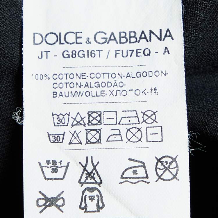 Pre Owned Dolce & Gabbana Black Cotton Knit V-Neck T-Shirt XS