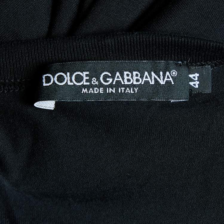 Pre Owned Dolce & Gabbana Black Cotton Knit V-Neck T-Shirt XS