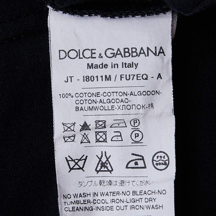 Pre Owned Dolce & Gabbana Black Cotton Knit V-Neck T-Shirt S
