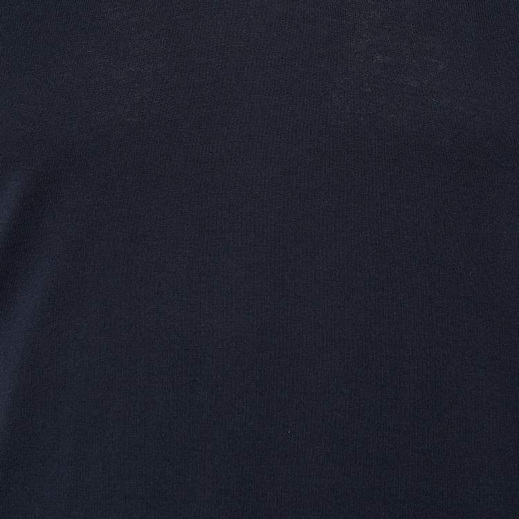 Pre Owned Dolce & Gabbana Navy Blue Cotton Knit V-Neck T-Shirt XS