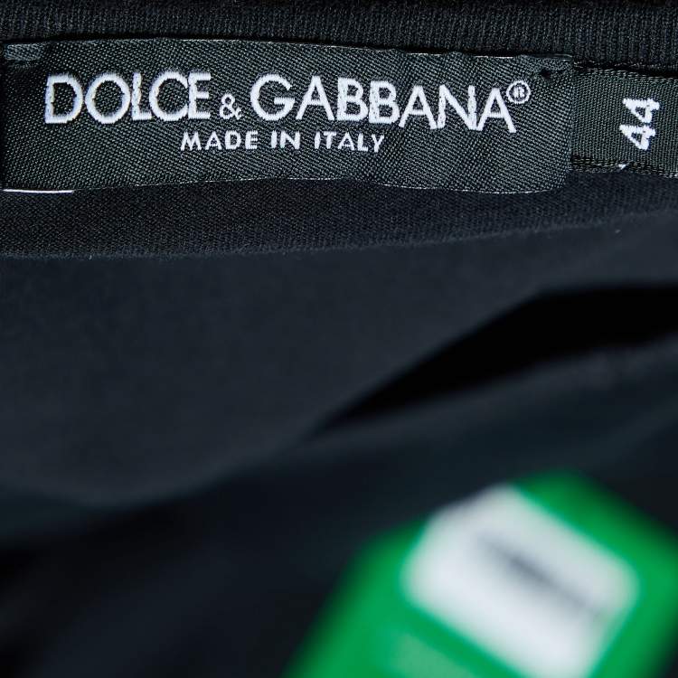 مملوكة مسبقًا Dolce & Gabbana Black Cotton Knit Overlock V-Neck T-Shirt XS