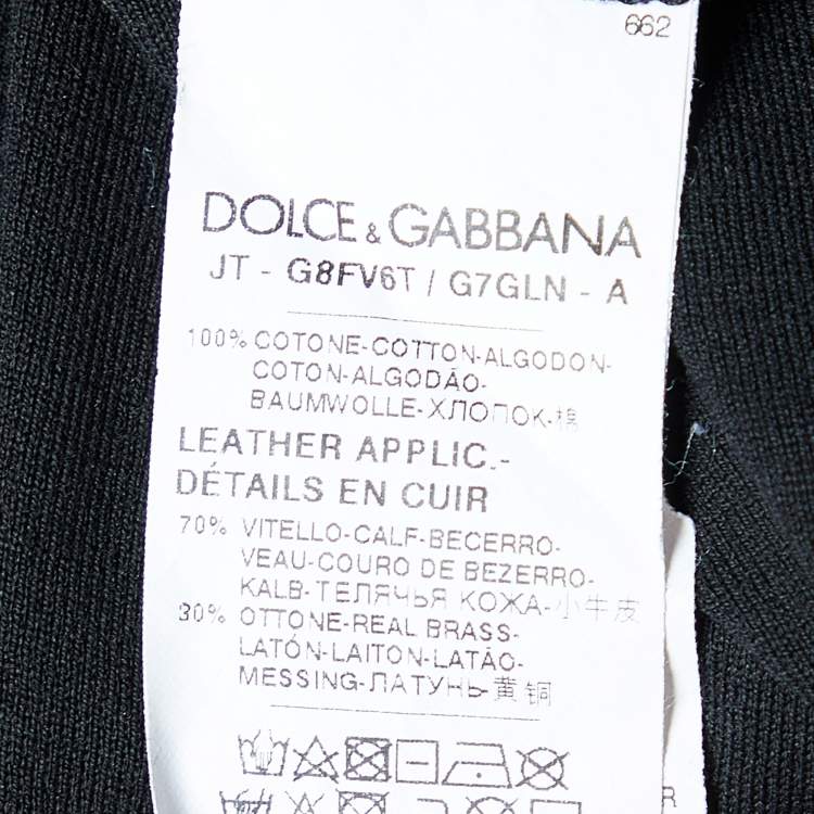 Pre Owned Dolce & Gabbana Black Cotton Knit V-Neck T-Shirt S