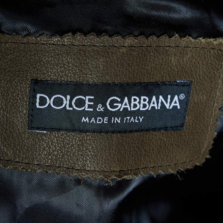مملوكة مسبقًا Dolce & Gabbana Brown Perforated Leather Zip Front Jacket XS