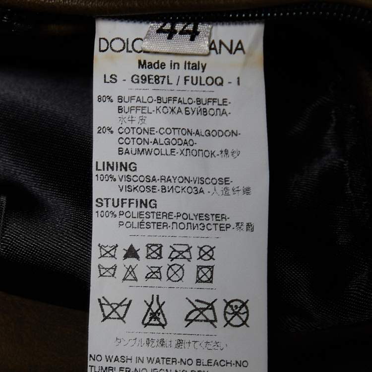 مملوكة مسبقًا Dolce & Gabbana Brown Perforated Leather Zip Front Jacket XS