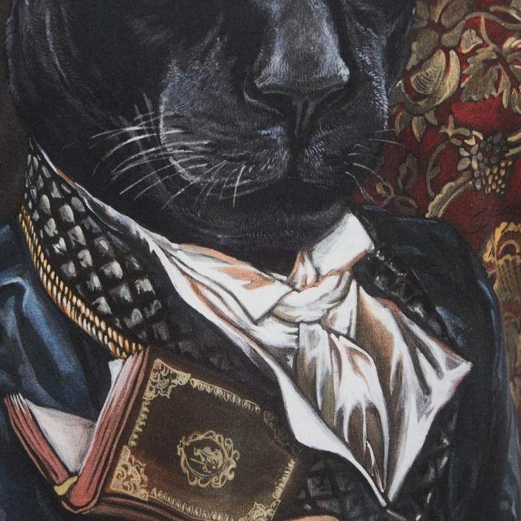 Pre Owned Dolce & Gabbana Multicolor Panther Printed Cotton Knit Crewneck T-Shirt XL