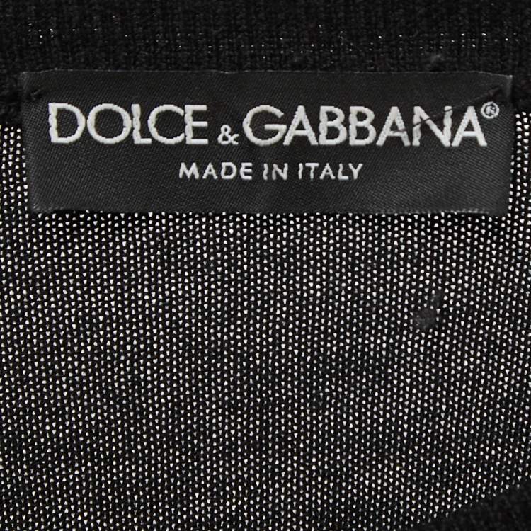 Pre Owned Dolce & Gabbana Black Patterned Wool Knit Sweater XL