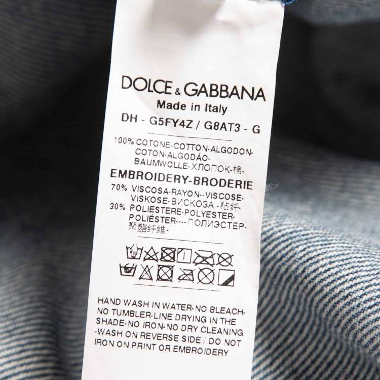 مملوكة مسبقًا Dolce & Gabbana Embroidered Denim Button Front Full Sleeve Shirt S