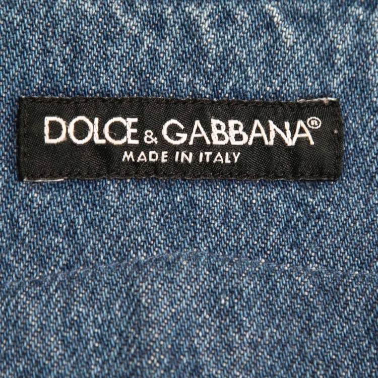 مملوكة مسبقًا Dolce & Gabbana Embroidered Denim Button Front Full Sleeve Shirt S