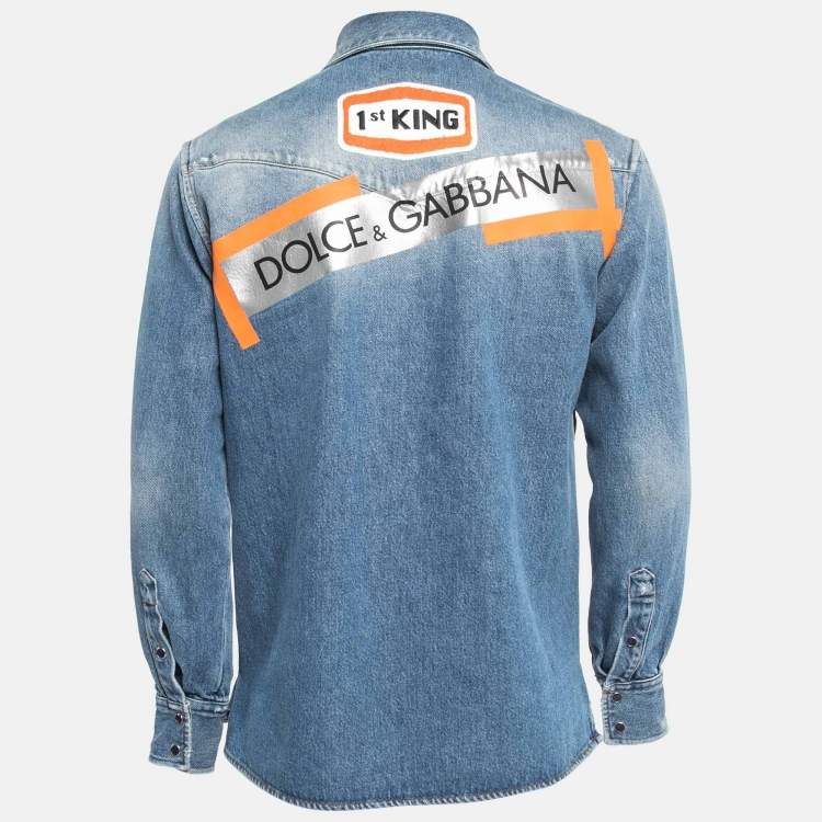مملوكة مسبقًا Dolce & Gabbana Embroidered Denim Button Front Full Sleeve Shirt S