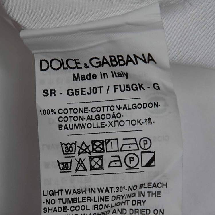 Pre Owned Dolce & Gabbana White Cotton Gold Fit Button Front Full Sleeve Shirt M