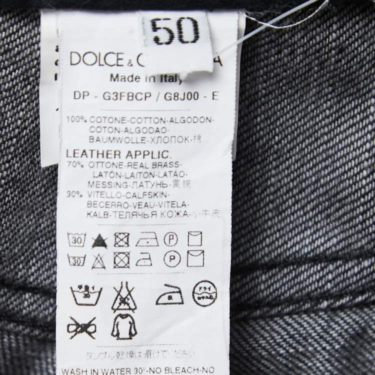 Pre Owned Dolce & Gabbana Black Grey Denim Straight Fit Jeans L Waist 35"