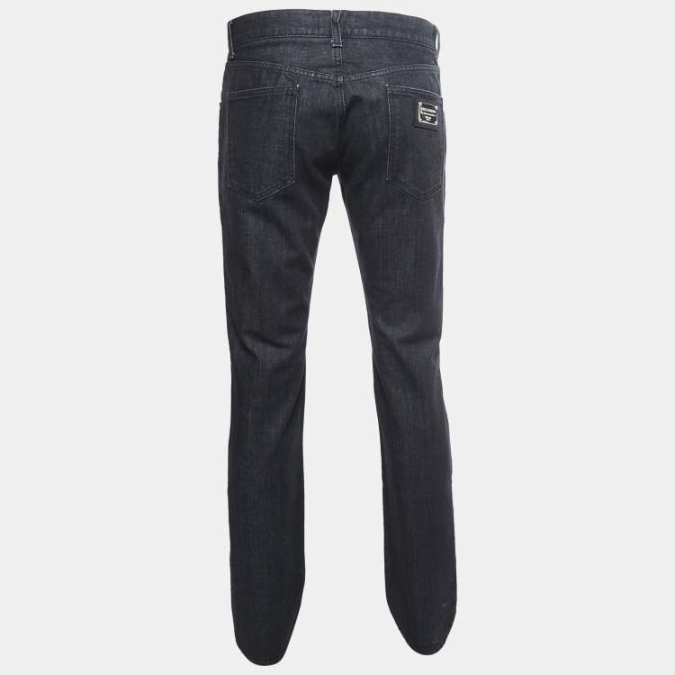Pre Owned Dolce & Gabbana Black Grey Denim Straight Fit Jeans L Waist 35"
