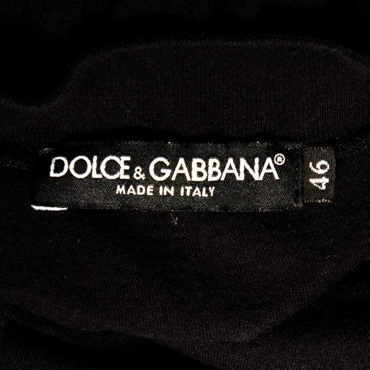 Pre Owned Dolce & Gabbana Black Cotton Knit V-Neck T-Shirt S