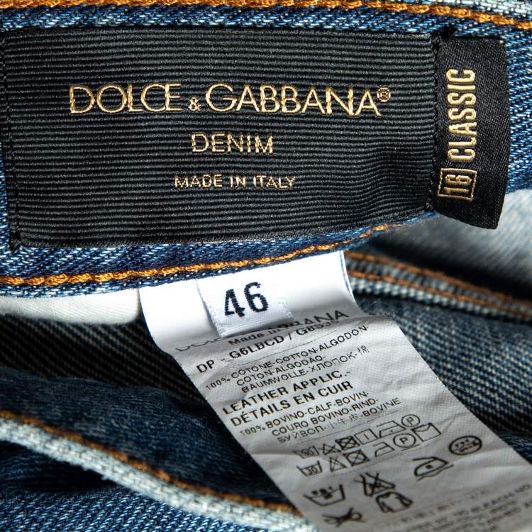 Pre Owned Dolce & Gabbana Blue Denim Distressed Jeans S