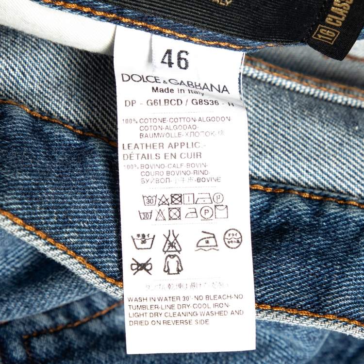 Pre Owned Dolce & Gabbana Blue Denim Distressed Jeans S