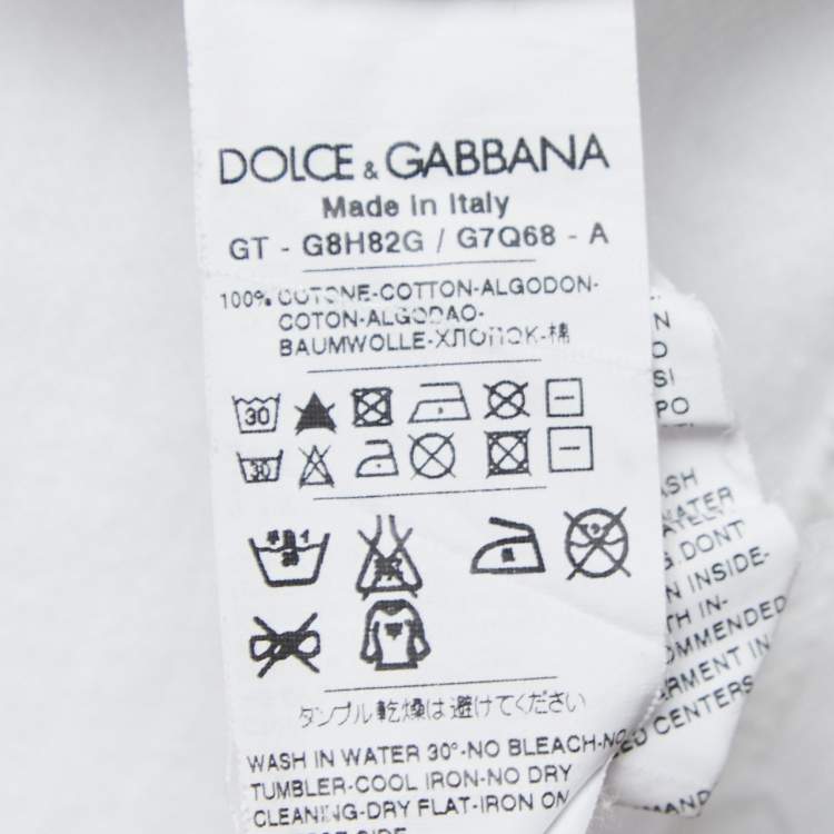 Pre Owned Dolce & Gabbana White Cotton Pique Polo T-Shirt M