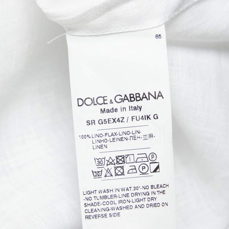 مملوكة مسبقًا Dolce & Gabbana White Linen Short Sleeve Martini Shirt XXL