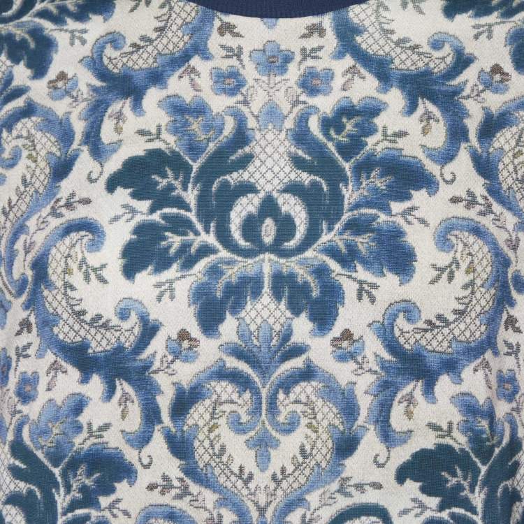Pre Owned Dolce & Gabbana Blue Baroque Jacquard Knit Sweater XL