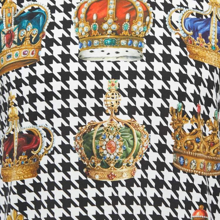 Pre Owned Dolce & Gabbana Multicolor Crown Print Knit Crew Neck T-Shirt XL