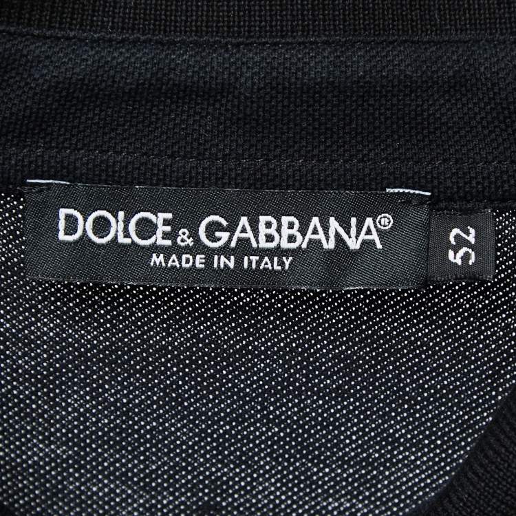 Pre Owned Dolce & Gabbana Black Cotton Pique Zip Detail Polo T-Shirt XL