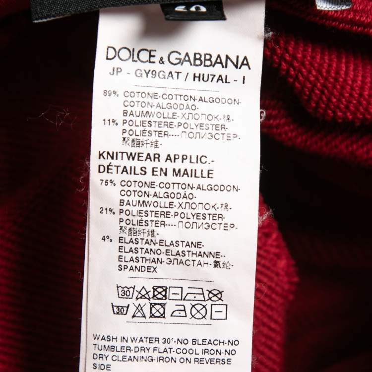 Pre Owned Dolce & Gabbana Red Logo Print Cotton Knit Joggers L