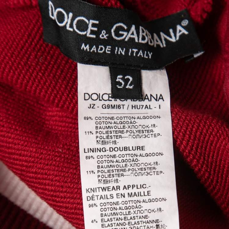Pre Owned Dolce & Gabbana Red Printed Cotton Knit Hoodie XL