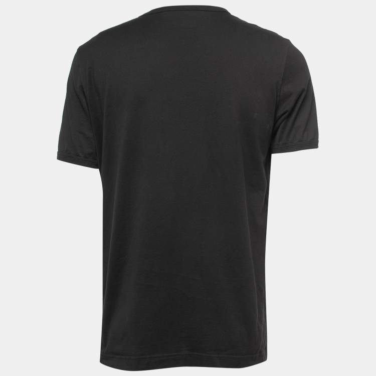 Pre Owned Dolce & Gabbana Black Embroidered Crew Neck Half Sleeve T-Shirt 2XL