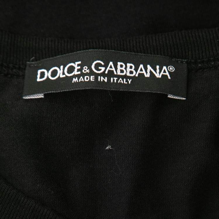 Pre Owned Dolce & Gabbana Black Embroidered Crew Neck Half Sleeve T-Shirt 2XL