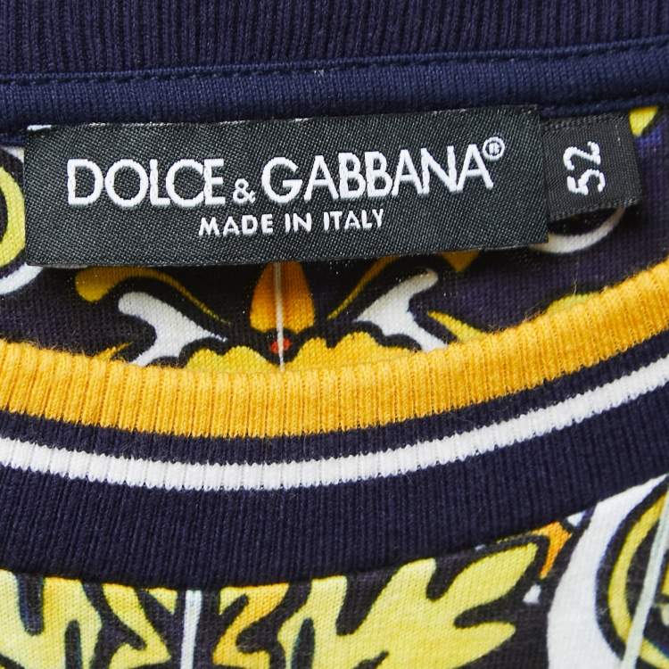 Pre Owned Dolce & Gabbana Multicolor Maioliche Print Cotton Crew Neck Half Sleeve T-Shirt XL