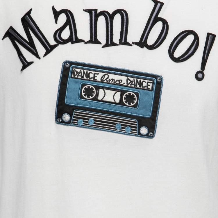 Pre Owned Dolce & Gabbana Off White Mambo Embroidered Crew Neck Half Sleeve T-shirt M