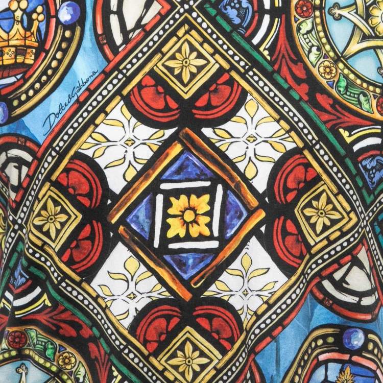 Pre Owned Dolce & Gabbana Multicolor Printed Cotton Crewneck T-Shirt XL