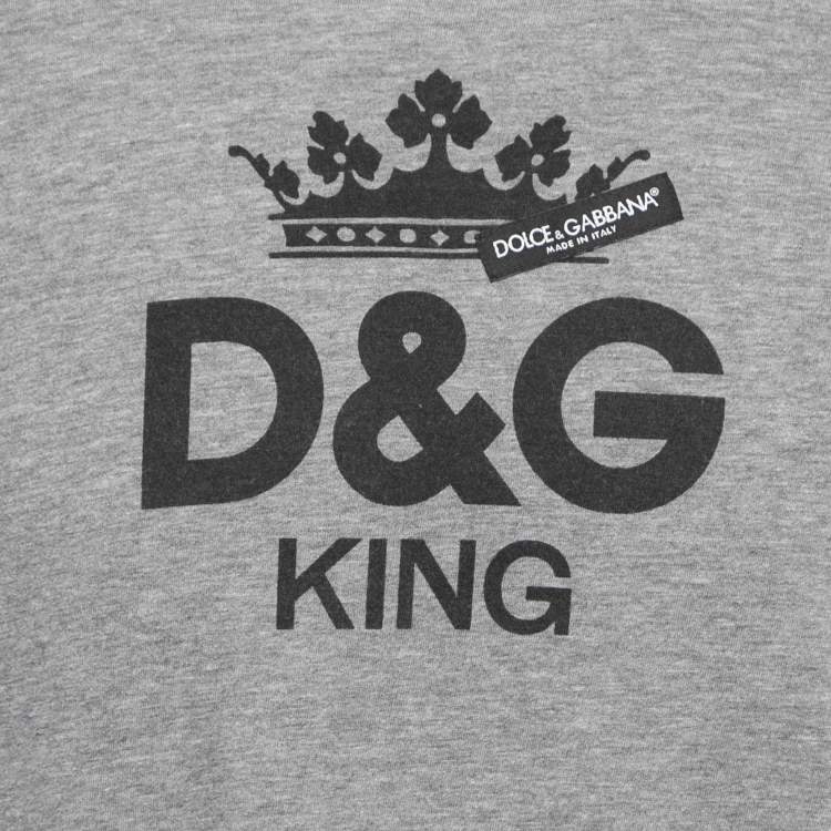 Pre Owned Dolce & Gabbana Grey Logo Printed Cotton Crewneck T-Shirt XL