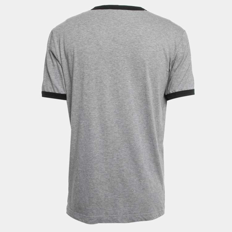 Pre Owned Dolce & Gabbana Grey Logo Printed Cotton Crewneck T-Shirt XL