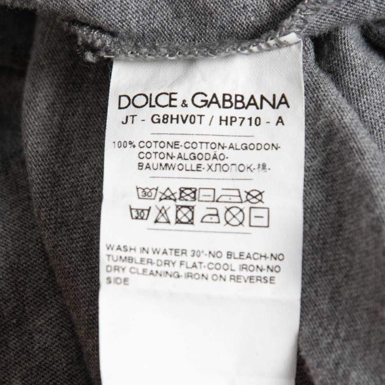 Pre Owned Dolce & Gabbana Grey Logo Printed Cotton Crewneck T-Shirt XL
