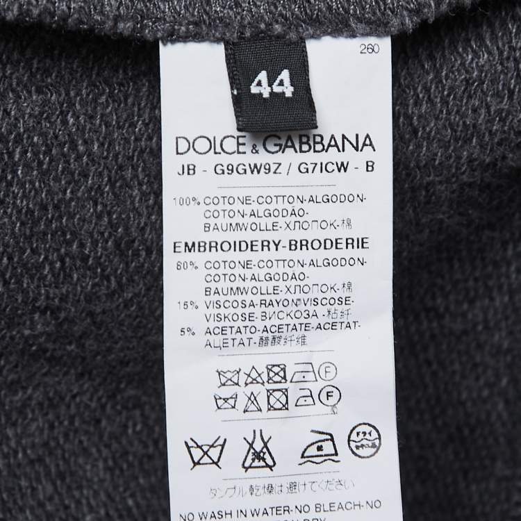 Pre Owned Dolce & Gabbana Grey Cowboy Patch Cotton Hoodie XS
