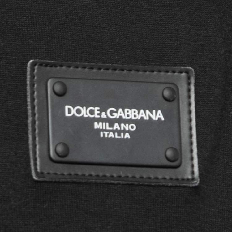 Pre Owned Dolce & Gabbana Black Cotton Logo Patch Crew Neck Half Sleeve T-Shirt XXL